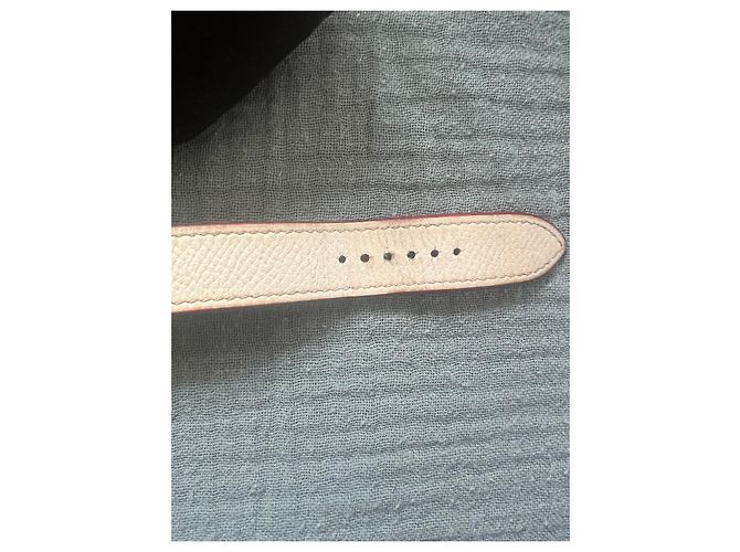Pulseira de relógio Hermès Cap Cod GM dupla volta couro epsom branco - vista 3