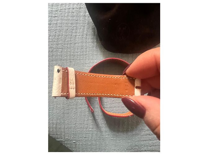 Pulseira de relógio Hermès Cap Cod GM dupla volta couro epsom branco - vista 7