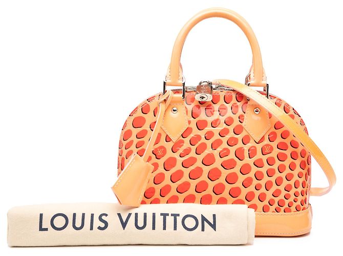 Louis Vuitton Alma BB in Vernis Monogram Arancione Jungle Dots Pesca - vista 9