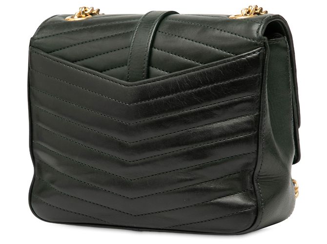 Sac Sulpice Monogram en agneau chevron vert de Saint Laurent - vue 2