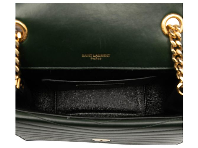 Sac Sulpice Monogram en agneau chevron vert de Saint Laurent - vue 4