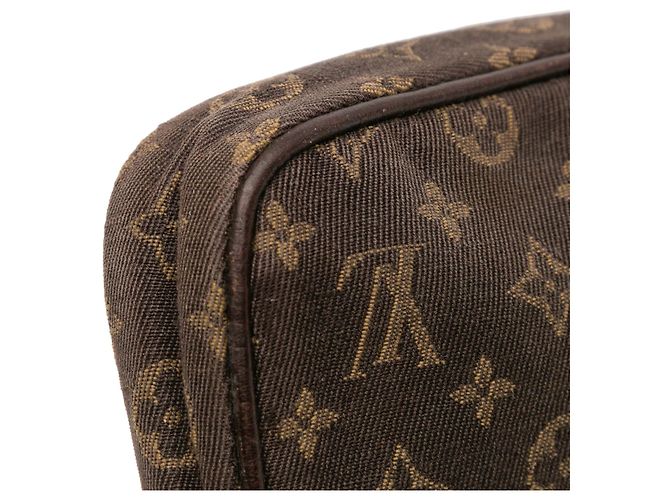 Pochette Mini Lin Bucket PM Monogram Marrone Louis Vuitton Marrone scuro - vista 7
