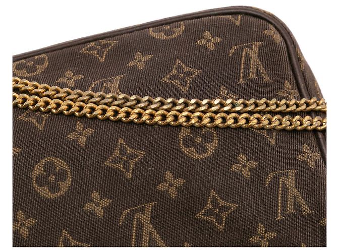 Pochette Mini Lin Bucket PM Monogram Marrone Louis Vuitton Marrone scuro - vista 8
