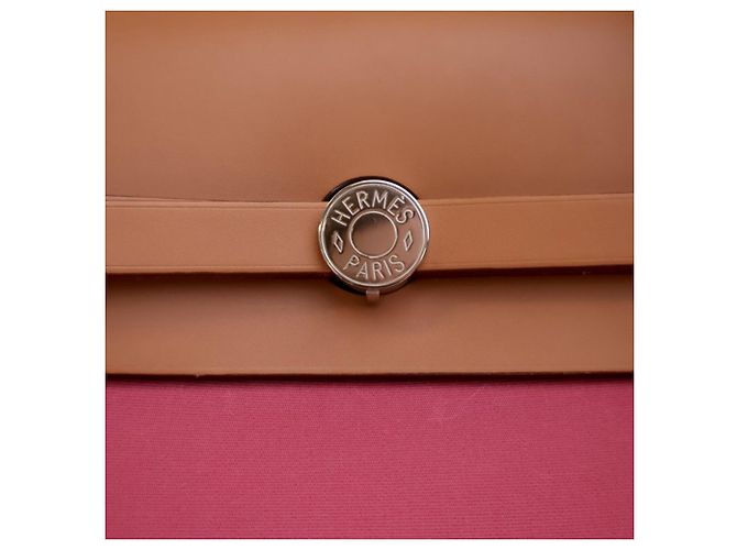 Hermès Borsa Herbag Zip 39 in Tela Rosa - vista 11
