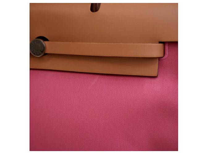 Hermès Borsa Herbag Zip 39 in Tela Rosa - vista 12