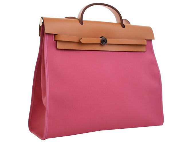 Hermès Borsa Herbag Zip 39 in Tela Rosa - vista 2