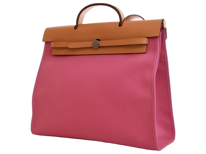 Hermès Borsa Herbag Zip 39 in Tela Rosa - vista 3