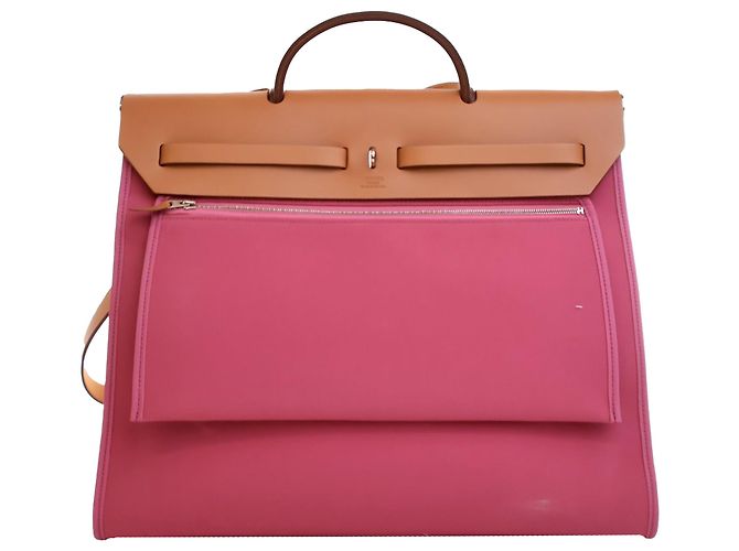 Hermès Borsa Herbag Zip 39 in Tela Rosa - vista 4