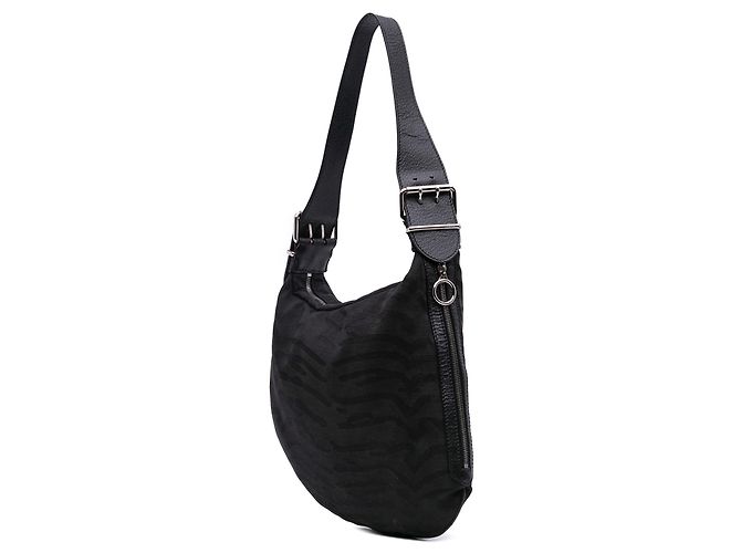 Oyster Hobo in tela con stampa zebra nera Fendi Nero - vista 2