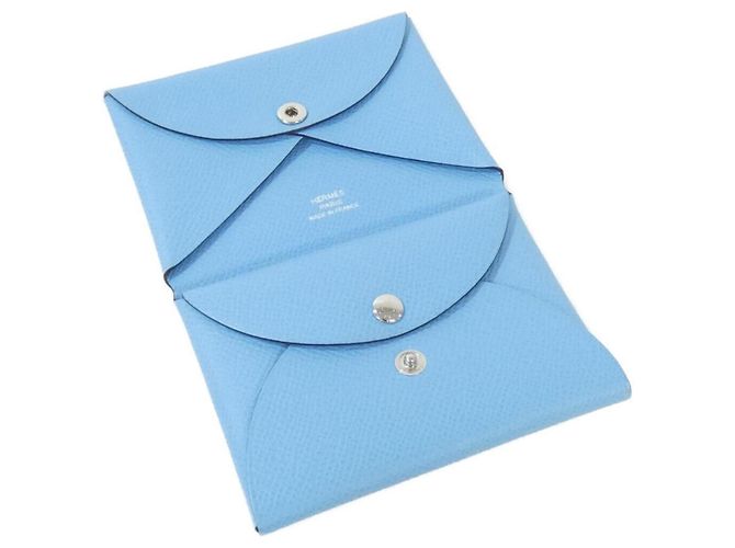Monedero Duo Calvi de Hermès Azul claro - vista 2