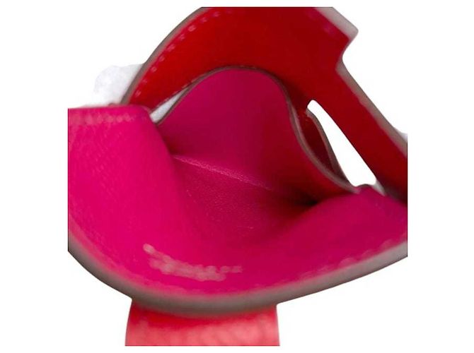 Tarjetero Hermès en cuero rojo y rosa Roja - vista 8