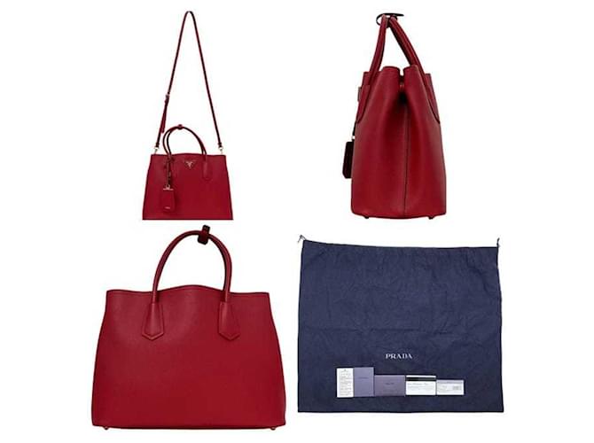 Borsa tote Prada in rosso Fuoco - vista 3