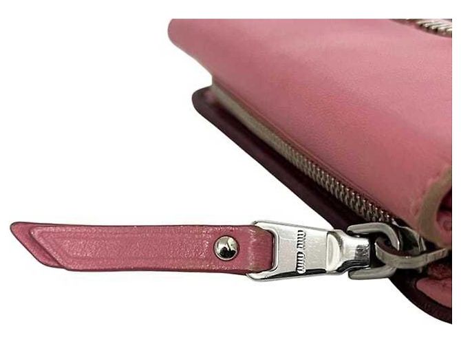 Portafoglio Miu Miu a tre pieghe in Bordeaux e Rosa Bordò - vista 11