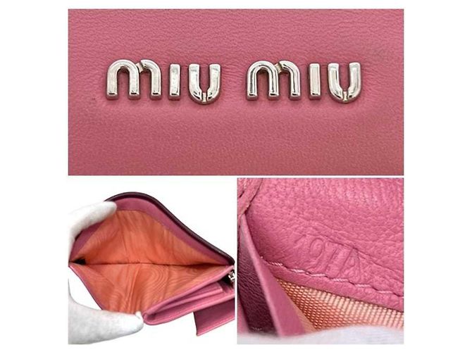 Portafoglio Miu Miu a tre pieghe in Bordeaux e Rosa Bordò - vista 4