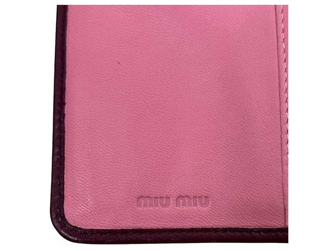 Portafoglio Miu Miu a tre pieghe in Bordeaux e Rosa Bordò - vista 6