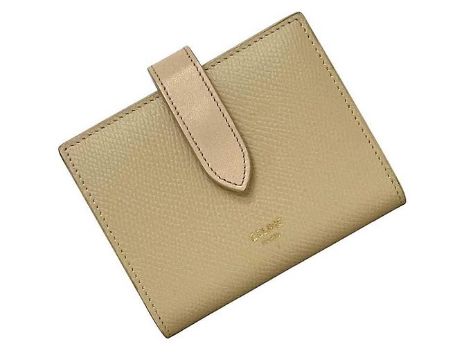 Céline Portafoglio bi-fold Celine in crema e beige Crudo - vista 2