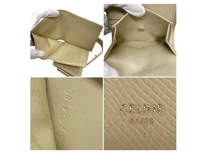 Céline Portafoglio bi-fold Celine in crema e beige Crudo - vista 4
