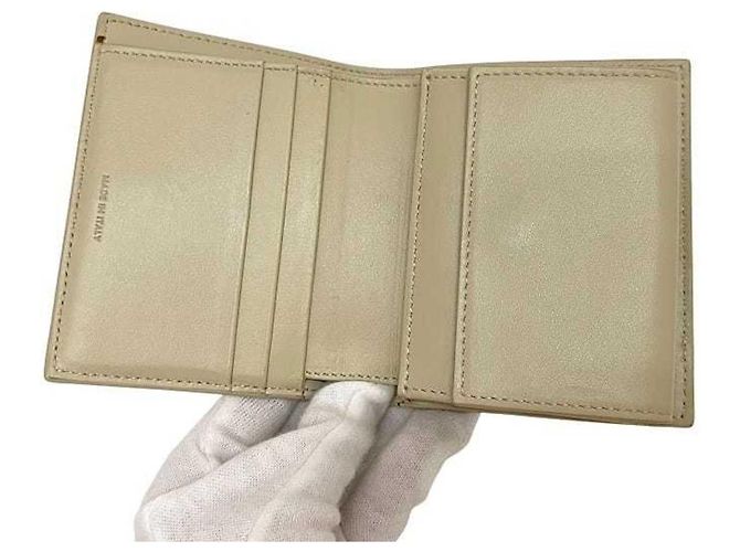 Céline Portafoglio bi-fold Celine in crema e beige Crudo - vista 9