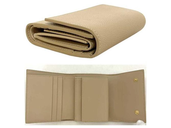 Céline Celine Beiger Leder Tri-Fold Geldbörse - Ansicht 3