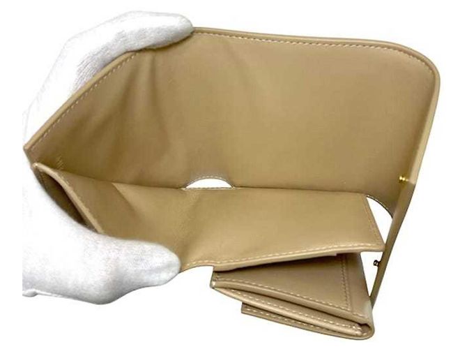 Céline Celine Beiger Leder Tri-Fold Geldbörse - Ansicht 5