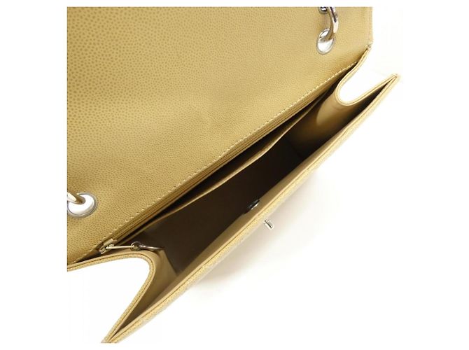 Borsa a mano in pelle di vitello grana beige Chanel - vista 9