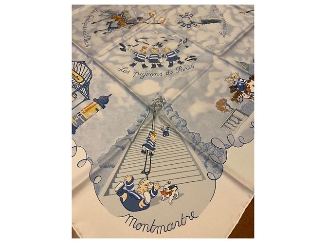 Hermès Seidentuch The Triplets weiß 90x90 - Ansicht 3