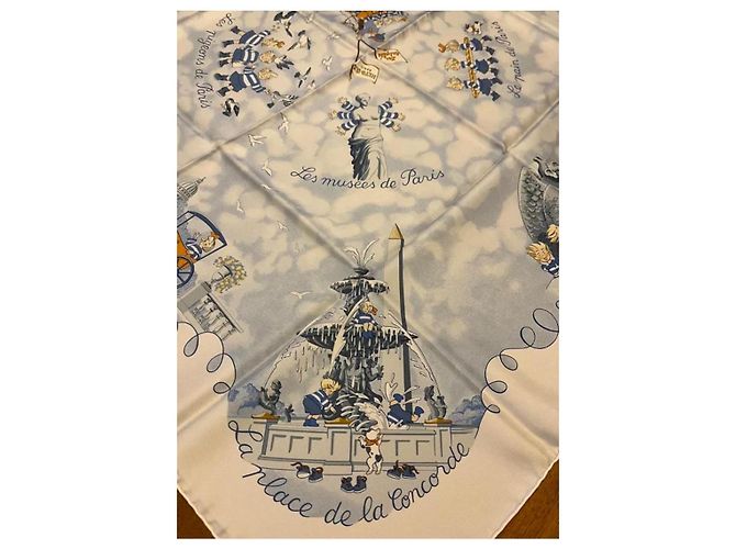 Hermès Seidentuch The Triplets weiß 90x90 - Ansicht 7