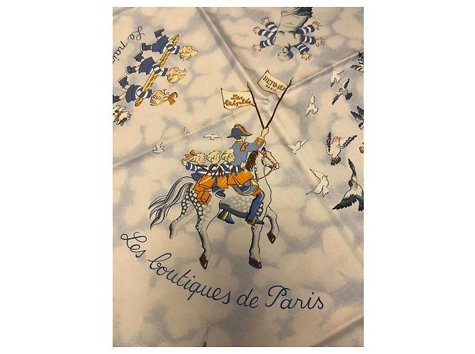 Hermès Seidentuch The Triplets weiß 90x90 - Ansicht 8