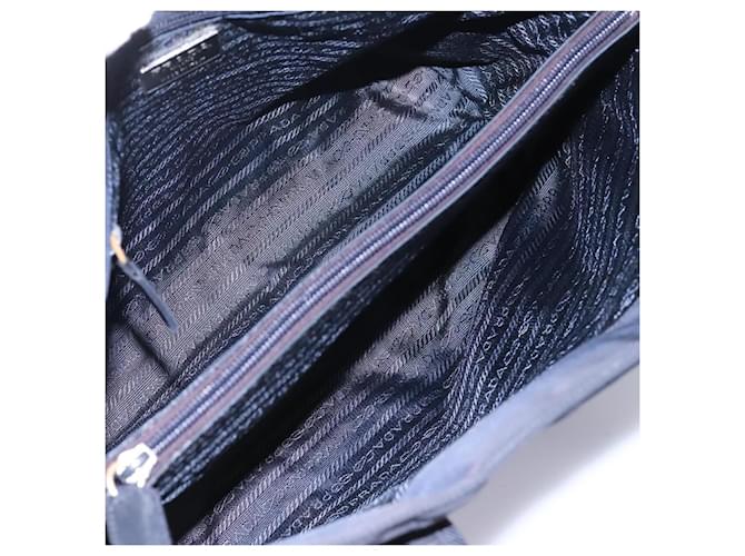 Prada Open Tote Tessuto Medio Blu navy - vista 5