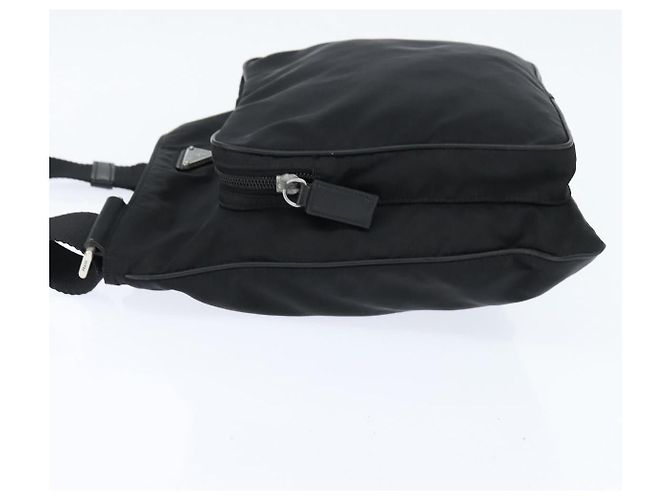 Borsa Messenger con Tasca Frontale Prada Tessuto Piccola Nero - vista 3