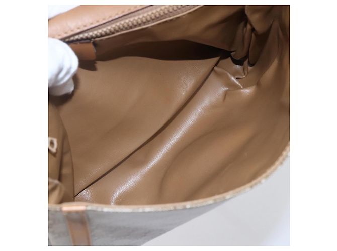 Céline Celine Vintage Macadam Schultertasche aus Canvas und Leder Beige - Ansicht 5
