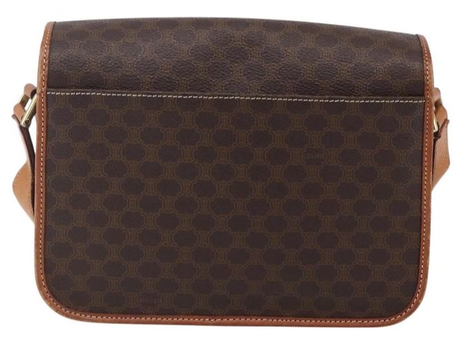 Céline Celine Vintage Macadam Schultertasche mit Rundlogo aus Canvas und Leder Braun - Ansicht 2