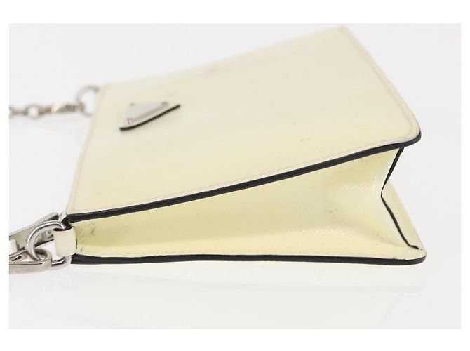 Bolso cruzado Prada de cuero Saffiano Vernice con cadena Blanco - vista 4