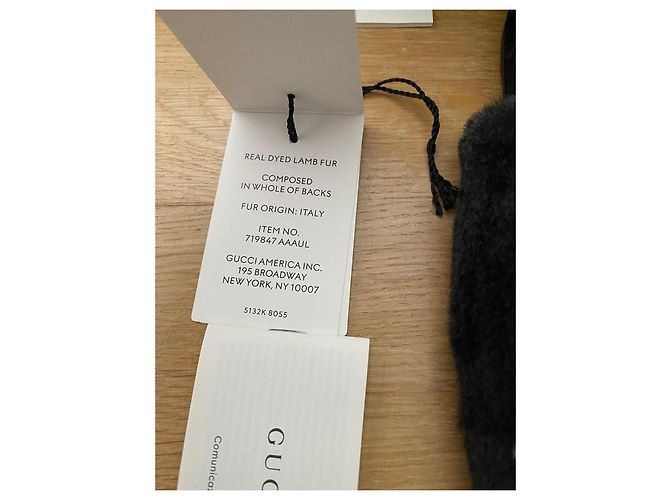 Schwarze Lammfell-Mules mit GG-Logo von Gucci Weiß - Ansicht 5