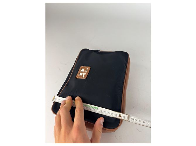 Clutch Vintage Courreges Nero Marrone - vista 10