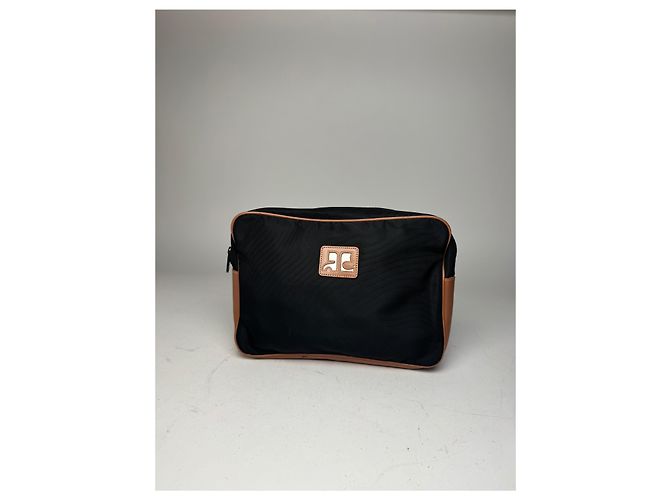 Clutch Vintage Courreges Nero Marrone - vista 4