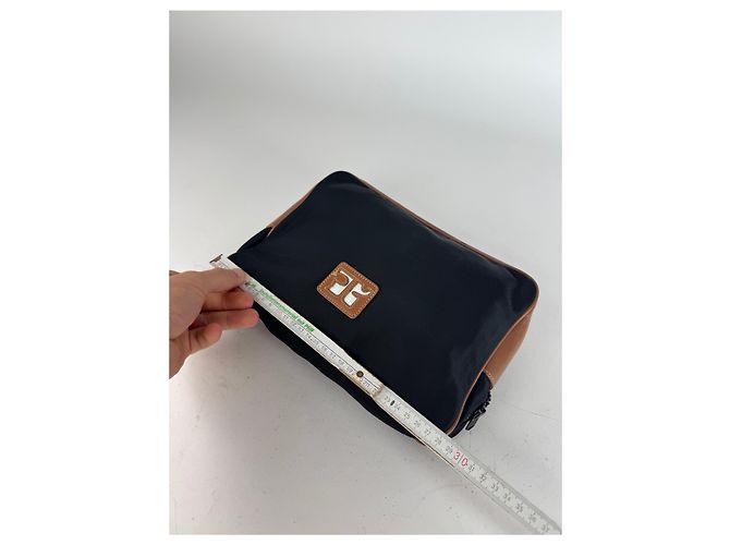 Clutch Vintage Courreges Nero Marrone - vista 9