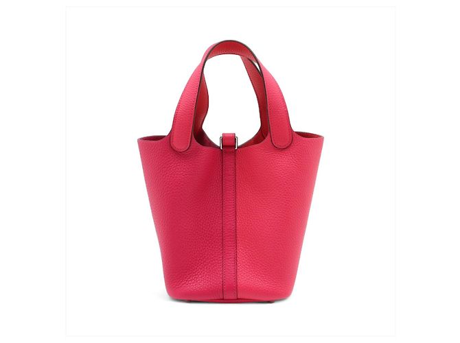 Hermès Picotin 18 in pelle Taurillon Clemence, borsa a secchiello con lucchetto, Rosa Estrema x Rosso Cooox, Rosa Messico - vista 5