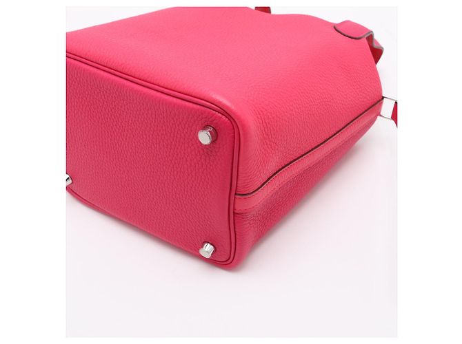Hermès Picotin 18 in pelle Taurillon Clemence, borsa a secchiello con lucchetto, Rosa Estrema x Rosso Cooox, Rosa Messico - vista 6