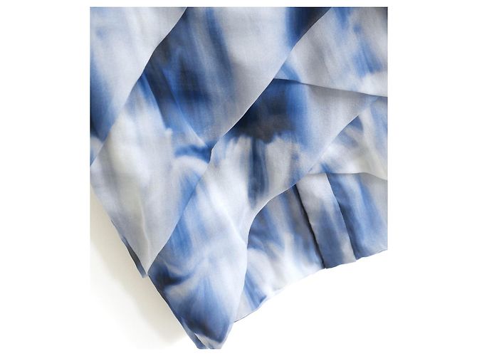 Vestido mini de seda con estampado de cielo fruncido Chanel Primavera 2018 Azul - vista 3