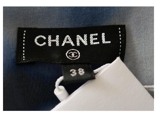 Vestido mini de seda con estampado de cielo fruncido Chanel Primavera 2018 Azul - vista 9