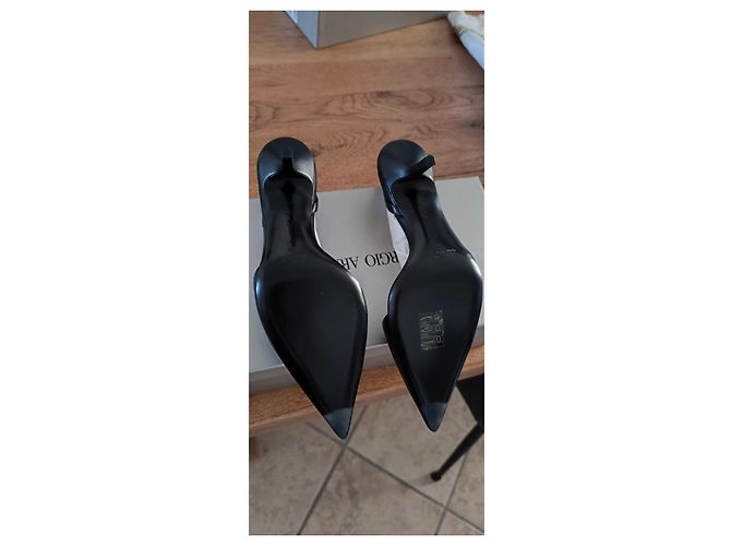 Giorgio Armani Slingback eleganti in pelle nera 38 Nero - vista 3