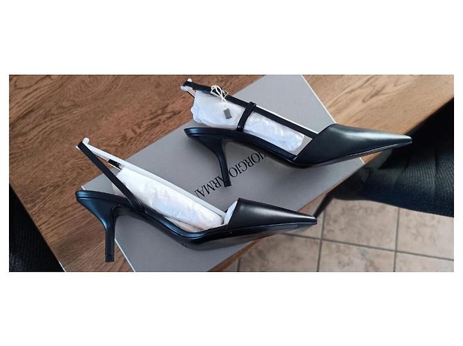 Giorgio Armani Slingback eleganti in pelle nera 38 Nero - vista 5