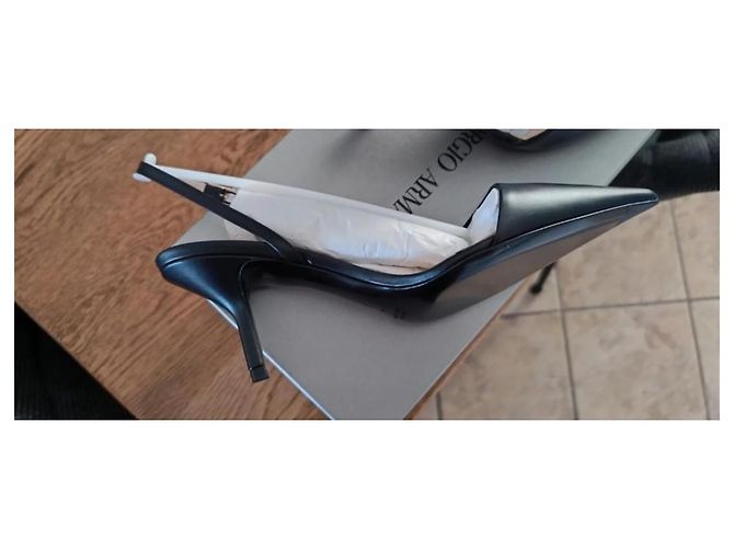 Giorgio Armani Slingback eleganti in pelle nera 38 Nero - vista 6