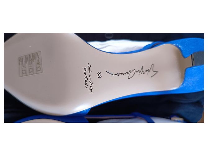 Décolleté Slingback Giorgio Armani Blu Elettrico Scamosciato 38 Blu chiaro - vista 4