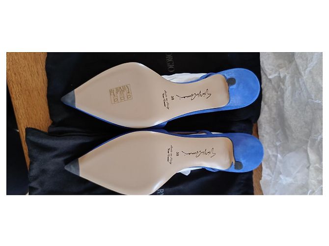 Décolleté Slingback Giorgio Armani Blu Elettrico Scamosciato 38 Blu chiaro - vista 5