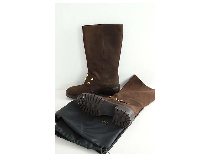 Fendi Botas de montar de ante marrón Castaño - vista 7