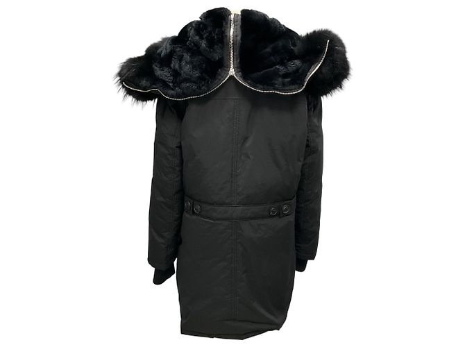 Abrigo parka con capucha negra Dsquared2 2011 con piel Negro - vista 3