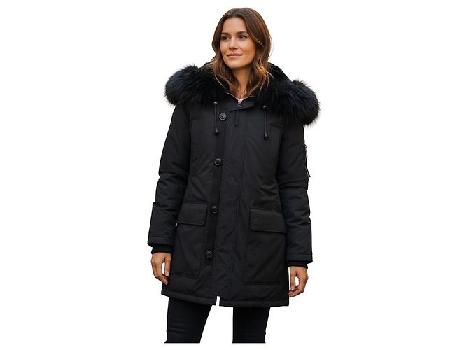 Abrigo parka con capucha negra Dsquared2 2011 con piel Negro - vista 8