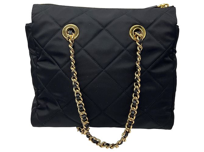 Borsa tote piccola Prada Re-Nylon nera Impuntu trapuntata Re-Edition 1995 Chaine Nero - vista 3